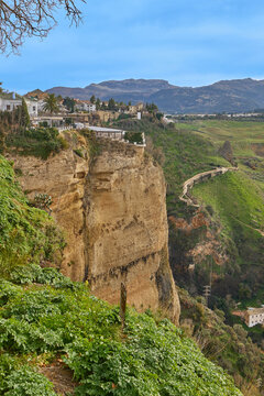 The village of Ronda on top of the cliffs in Andalusia, Spain.