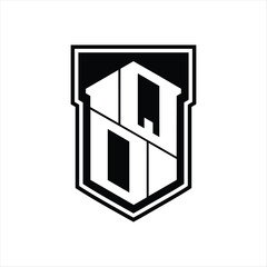 QD Logo monogram hexagon geometric up and down inside shield isolated style design template