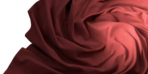 Smooth elegant red cloth on transparent background