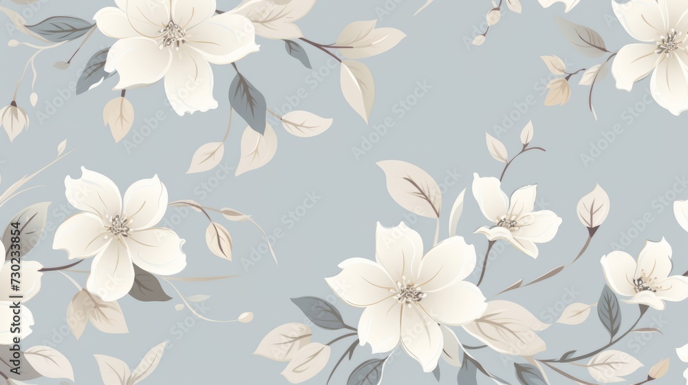 Poster subtle and elegant flower pattern in muted and gentle colors