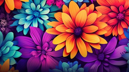 Vibrant and energetic flower pattern creating a lively backdrop