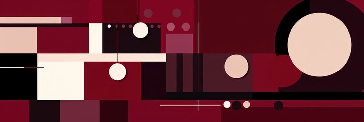 A Burgundy poster featuring various abstract design elements, in the style of pop art 