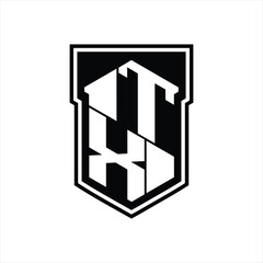 TX Logo monogram hexagon geometric up and down inside shield isolated style design template
