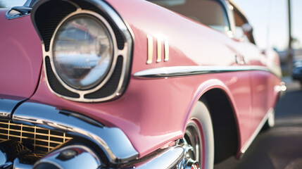 Pink retro open top convertible car