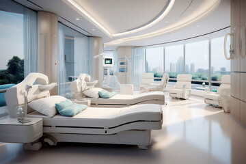 Interior design and layout of a modern future medical center