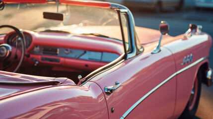 Obraz premium Pink retro open top convertible car
