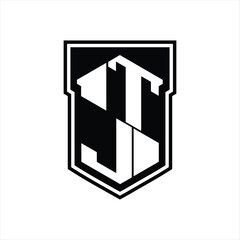 TJ Logo monogram hexagon geometric up and down inside shield isolated style design template