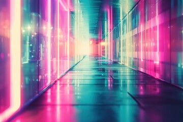 Neon Light Leaks Background with Bright Colors and Glowing Effects for a Futuristic Cyberpunk Vibe