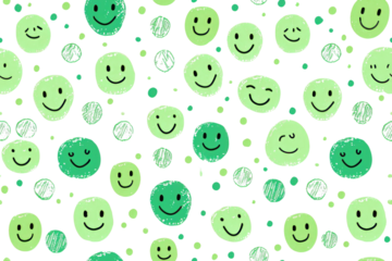 Pastel Smiles Pattern with Transparent Background
