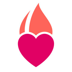 Fire flame icon, hot heart symbol, vector illustration