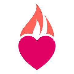 Fire flame icon, hot heart symbol, vector illustration