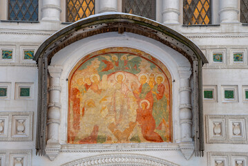 Icon above the gate of the Resurrection Gate Church. Rostov Veliky, Yaroslavl region. Golden ring...