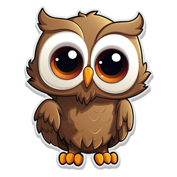 Cute Happy Owl Emoji on transparent background