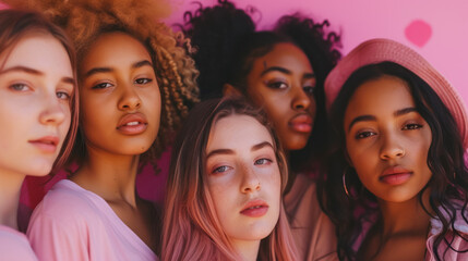 Obraz premium close-up of generation z women standing together in solidarity, girl power concept 