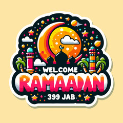 ramadan greeting card sticker print template