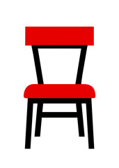 Icon of a designer red chair. Vector illustration isolated on white