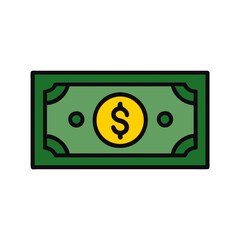 American green dollar icon. Simple vector illustration of cash money