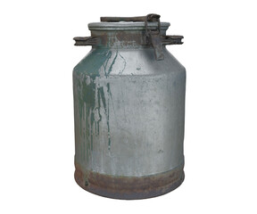 metal milk can isolated on transparent background