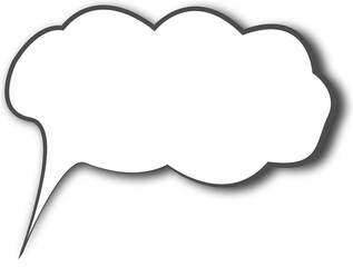 Comic Hand Drawn Cloud. Speech Bubble vector illustration Icon. Transparent Background.	