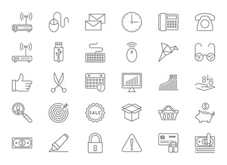 Set vector business line icons in flat design with elements for mobile concepts and apps. Icons for business, management, finance, strategy, marketing. Collection logo and pictogram. Editable Stroke