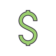 Dollar Sign related vector icon. Isolated on white background. Vector illustration