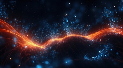 Abstract visualizer with glowing particles pulsating to the beat, creating a mesmerizing audio-visual experience