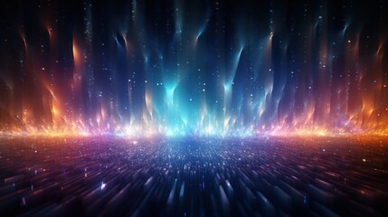 Abstract visualizer with glowing particles pulsating to the beat, creating a mesmerizing audio-visual experience