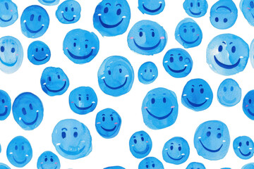 Seamless Pastel Smiley Faces Pattern