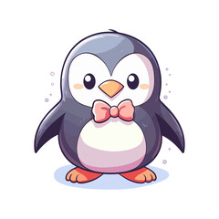 Obraz premium Cute penguin illustration for kids. adorable animal clipart for children Vector flat cartoon illustration Animal character for kids sticker isolated