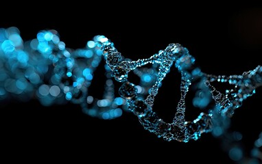 Blue glowing dna double helix - science and genetic research concept.