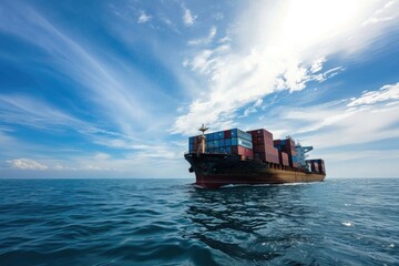 Transportation logistics for cargo container ship import/export. - obrazy, fototapety, plakaty