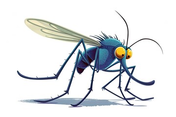 Cartoon character mosquito isolated background
