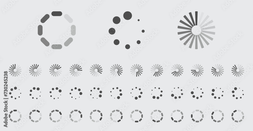 Fototapete circular loading buffering icons vector set video ready for animation gif all keyframes frames bufri