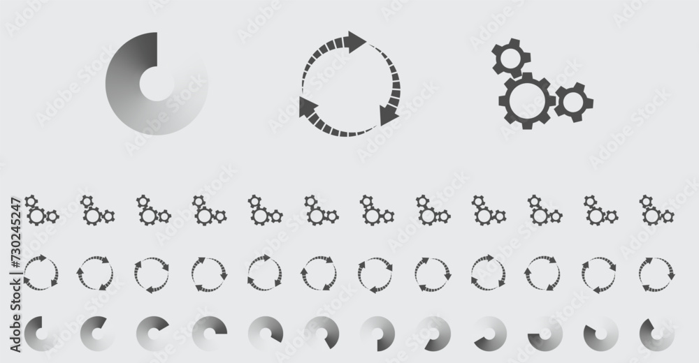 Fototapete circular loading buffering icons vector set video ready for animation gif all keyframes frames bufri