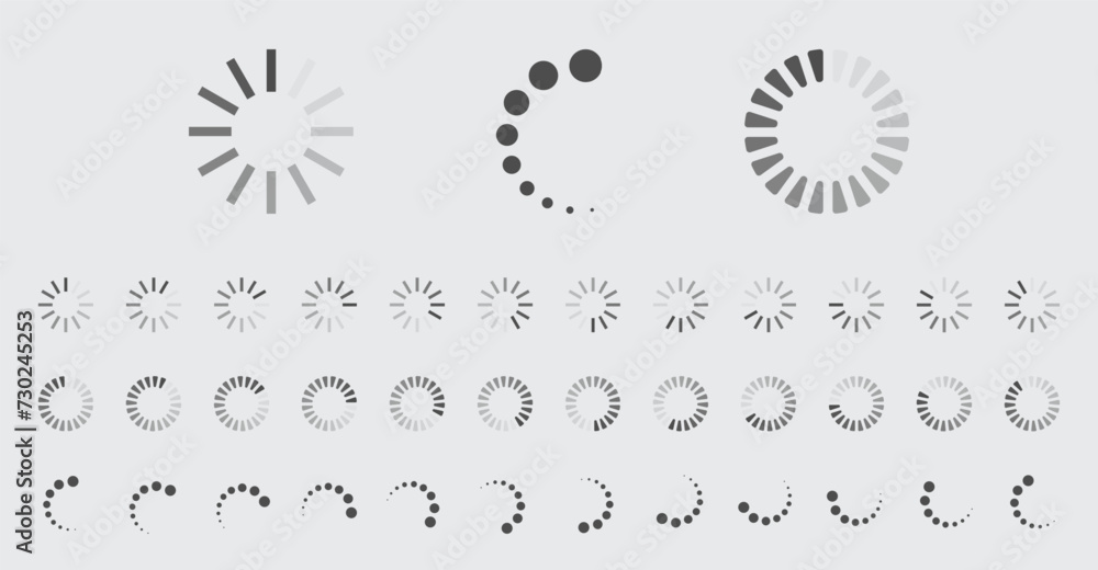 Fototapete circular loading buffering icons vector set video ready for animation gif all keyframes frames bufri