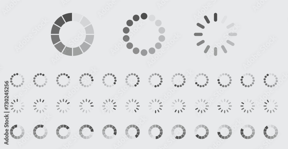 Fototapete circular loading buffering icons vector set video ready for animation gif all keyframes frames bufri