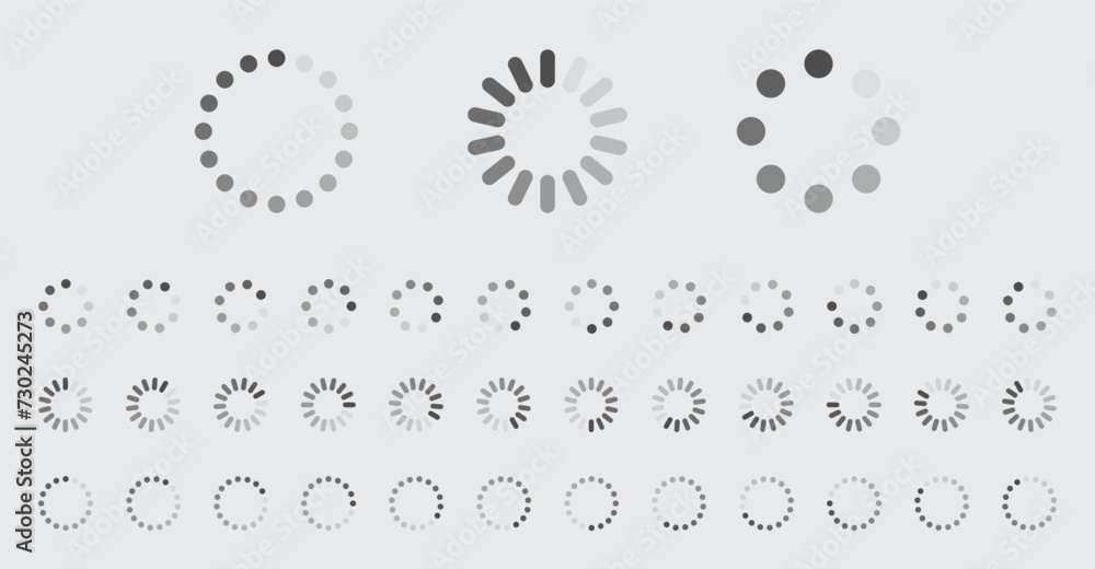 Fototapete circular loading buffering icons vector set video ready for animation gif all keyframes frames bufri