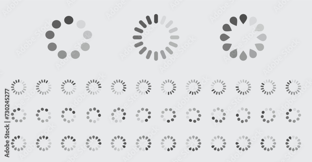 Fototapete circular loading buffering icons vector set video ready for animation gif all keyframes frames bufri