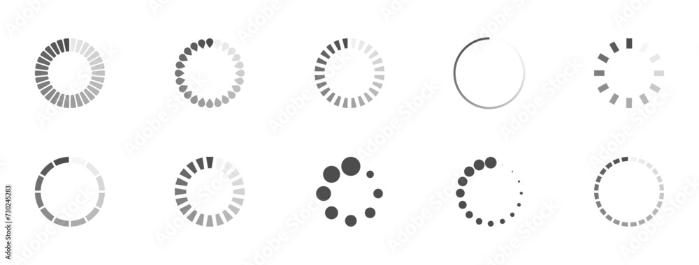 Poster download sign set. load icons set. load system. data load. loading bar. froze computer. vector stock