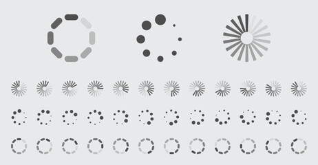 Circular Loading Buffering Icons Vector Set Video Ready for Animation Gif All Keyframes Frames Bufring Circle Waiting for Connection Buffer Preloader Download Symbol Easy Replace Color