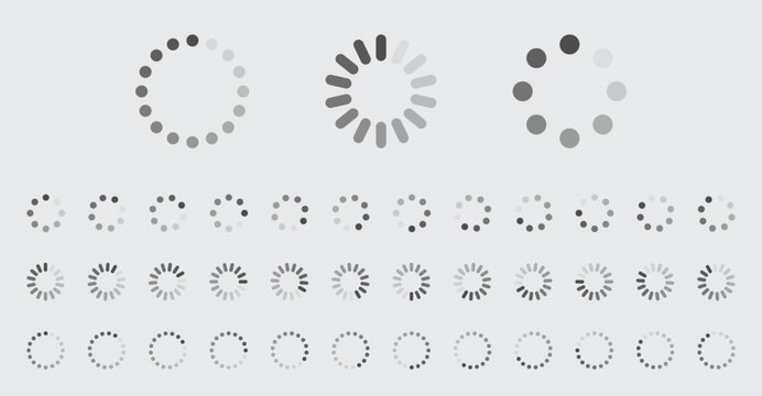 Circular Loading Buffering Icons Vector Set Video Ready for Animation Gif All Keyframes Frames Bufring Circle Waiting for Connection Buffer Preloader Download Symbol Easy Replace Color