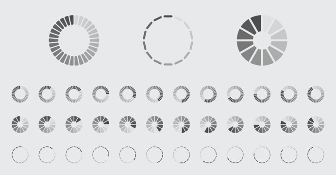 Circular Loading Buffering Icons Vector Set Video Ready for Animation Gif All Keyframes Frames Bufring Circle Waiting for Connection Buffer Preloader Download Symbol Easy Replace Color