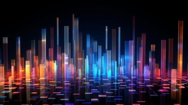 Colorful equalizer bars moving in sync with a music beat, symbolizing the rhythm and pulse of audio