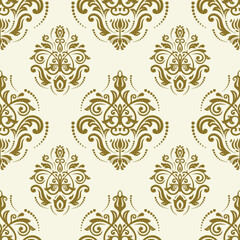 Classic seamless vector pattern. Damask orient ornament. Classic vintage golden background. Orient pattern for fabric, wallpapers and packaging - 730246609