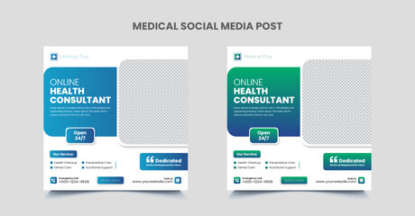 Fototapeta na wymiar medical social media post and healthcare post design 