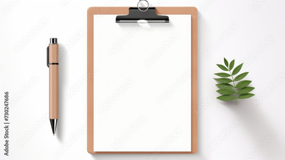 Aufkleber flatlay of a clipboard with a checklist and a pen, representing organization and structured task com