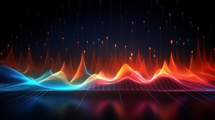 Dynamic visualizer representing music visualization with pulsating lights and moving patterns