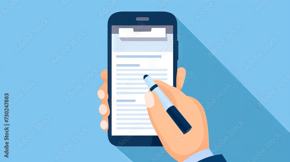 Fototapete hands holding a smartphone with a checklist application open, showcasing the efficiency and accessib