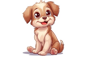 Cute cartoon character puppy on isolated background