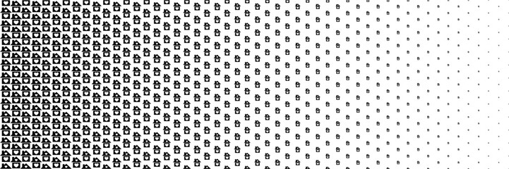 horizontal halftone of white heart on black home design for pattern and background.